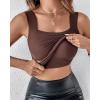 imageCHICME Womens U Neck Shapewear Builtin Bra Tank High Strechy Sleeveless Slim Fit Tops Camisole Workout TopsBlackcoffee