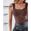 imageCHICME Womens U Neck Shapewear Builtin Bra Tank High Strechy Sleeveless Slim Fit Tops Camisole Workout TopsBlackcoffee