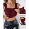 imageCHICME Womens U Neck Shapewear Builtin Bra Tank High Strechy Sleeveless Slim Fit Tops Camisole Workout TopsBlackwine Red