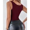 imageCHICME Womens U Neck Shapewear Builtin Bra Tank High Strechy Sleeveless Slim Fit Tops Camisole Workout TopsBlackwine Red