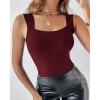imageCHICME Womens U Neck Shapewear Builtin Bra Tank High Strechy Sleeveless Slim Fit Tops Camisole Workout TopsBlackwine Red