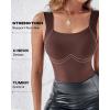 imageCHICME Womens U Neck Shapewear Builtin Bra Tank High Strechy Sleeveless Slim Fit Tops Camisole Workout TopsCoffee