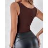 imageCHICME Womens U Neck Shapewear Builtin Bra Tank High Strechy Sleeveless Slim Fit Tops Camisole Workout TopsCoffee