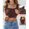 imageCHICME Womens U Neck Shapewear Builtin Bra Tank High Strechy Sleeveless Slim Fit Tops Camisole Workout TopsCoffee