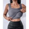 imageCHICME Womens U Neck Shapewear Builtin Bra Tank High Strechy Sleeveless Slim Fit Tops Camisole Workout TopsGray