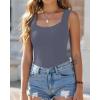 imageCHICME Womens U Neck Shapewear Builtin Bra Tank High Strechy Sleeveless Slim Fit Tops Camisole Workout TopsGray