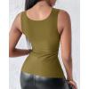 imageCHICME Womens U Neck Shapewear Builtin Bra Tank High Strechy Sleeveless Slim Fit Tops Camisole Workout TopsGreen