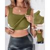 imageCHICME Womens U Neck Shapewear Builtin Bra Tank High Strechy Sleeveless Slim Fit Tops Camisole Workout TopsGreen