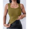 imageCHICME Womens U Neck Shapewear Builtin Bra Tank High Strechy Sleeveless Slim Fit Tops Camisole Workout TopsGreen