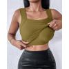 imageCHICME Womens U Neck Shapewear Builtin Bra Tank High Strechy Sleeveless Slim Fit Tops Camisole Workout TopsGreen