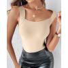imageCHICME Womens U Neck Shapewear Builtin Bra Tank High Strechy Sleeveless Slim Fit Tops Camisole Workout TopsNude
