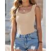 imageCHICME Womens U Neck Shapewear Builtin Bra Tank High Strechy Sleeveless Slim Fit Tops Camisole Workout TopsNude