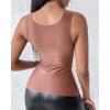 imageCHICME Womens U Neck Shapewear Builtin Bra Tank High Strechy Sleeveless Slim Fit Tops Camisole Workout TopsRed Bean