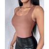 imageCHICME Womens U Neck Shapewear Builtin Bra Tank High Strechy Sleeveless Slim Fit Tops Camisole Workout TopsRed Bean