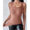 imageCHICME Womens U Neck Shapewear Builtin Bra Tank High Strechy Sleeveless Slim Fit Tops Camisole Workout TopsRed Bean