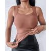 imageCHICME Womens U Neck Shapewear Builtin Bra Tank High Strechy Sleeveless Slim Fit Tops Camisole Workout TopsRed Bean