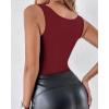 imageCHICME Womens U Neck Shapewear Builtin Bra Tank High Strechy Sleeveless Slim Fit Tops Camisole Workout TopsWine Red