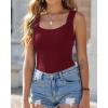 imageCHICME Womens U Neck Shapewear Builtin Bra Tank High Strechy Sleeveless Slim Fit Tops Camisole Workout TopsWine Red