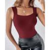 imageCHICME Womens U Neck Shapewear Builtin Bra Tank High Strechy Sleeveless Slim Fit Tops Camisole Workout TopsWine Red