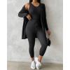 imageChicMe Womens 3 Piece Outfits Casual Tops and Pants Lounge Sets Tracksuits Cozy PajamasBlack