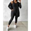 imageChicMe Womens 3 Piece Outfits Casual Tops and Pants Lounge Sets Tracksuits Cozy PajamasBlack