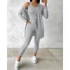 imageChicMe Womens 3 Piece Outfits Casual Tops and Pants Lounge Sets Tracksuits Cozy PajamasGray