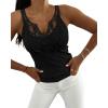 imageCHICME Womens Slim Fit Tank Tops Casual Wear Lace Trimmed Sleeveless Shirt Stretchy Camisoles TShirtBlack