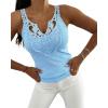 imageCHICME Womens Slim Fit Tank Tops Casual Wear Lace Trimmed Sleeveless Shirt Stretchy Camisoles TShirtBlue