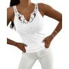 imageCHICME Womens Slim Fit Tank Tops Casual Wear Lace Trimmed Sleeveless Shirt Stretchy Camisoles TShirtWhite