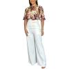 imageCHICME Womens Summer 2 Piece Outfit 2025 Bell Sleeves Floral Blouse with High Waist Pants Set Party OutfitsYellow