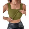 imageCHICME Womens U Neck Shapewear Builtin Bra Tank High Strechy Sleeveless Slim Fit Tops Camisole Workout TopsGreen