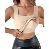 imageCHICME Womens U Neck Shapewear Builtin Bra Tank High Strechy Sleeveless Slim Fit Tops Camisole Workout TopsNude