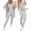 imageChicMe Womens 3 Piece Outfits Casual Tops and Pants Lounge Sets Tracksuits Cozy PajamasGray