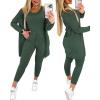 imageChicMe Womens 3 Piece Outfits Casual Tops and Pants Lounge Sets Tracksuits Cozy PajamasGreen