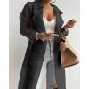 imageCHICME 2025 Women Longline Trench Coat Sheer Mesh Sleeve Buttoned CoatTransparent Jacket Coat with BeltBlack