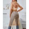 imageCHICME 2025 Women Longline Trench Coat Sheer Mesh Sleeve Buttoned CoatTransparent Jacket Coat with BeltNude