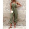 imageCHICME BEST SHOPPING DEALS Womens Causal Sleeveless Jumpsuit Ajustable Strap Drawstring Jumpsuit Bib Overalls with PocketsArmy Green