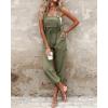 imageCHICME BEST SHOPPING DEALS Womens Causal Sleeveless Jumpsuit Ajustable Strap Drawstring Jumpsuit Bib Overalls with PocketsArmy Green