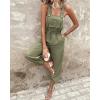 imageCHICME BEST SHOPPING DEALS Womens Causal Sleeveless Jumpsuit Ajustable Strap Drawstring Jumpsuit Bib Overalls with PocketsArmy Green