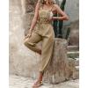 imageCHICME BEST SHOPPING DEALS Womens Causal Sleeveless Jumpsuit Ajustable Strap Drawstring Jumpsuit Bib Overalls with PocketsKhaki