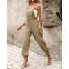 imageCHICME BEST SHOPPING DEALS Womens Causal Sleeveless Jumpsuit Ajustable Strap Drawstring Jumpsuit Bib Overalls with PocketsKhaki