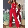 imageCHICME CHICME Womens Strapless Tube Top Jumpsuit Metal Button Decor Loose Wide Leg PantsAred