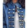 imageCHICME Denim Jacket for Women 2025 Button Up Stand Collar Jeans Jacket Casual Long Sleeve Lightweight Fall CoatBlue