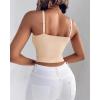 imageCHICME Padded Lace Bralette for Women Crop Tops Spaghetti Strap V Neck Tank Top Slim Fit Camisole1pc nude