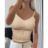 imageCHICME Padded Lace Bralette for Women Crop Tops Spaghetti Strap V Neck Tank Top Slim Fit Camisole1pc nude