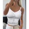 imageCHICME Padded Lace Bralette for Women Crop Tops Spaghetti Strap V Neck Tank Top Slim Fit Camisole1pc white