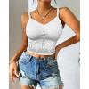imageCHICME Padded Lace Bralette for Women Crop Tops Spaghetti Strap V Neck Tank Top Slim Fit Camisole1pc white