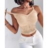 imageCHICME Padded Lace Bralette for Women Crop Tops Spaghetti Strap V Neck Tank Top Slim Fit Camisole2pcs blacknude