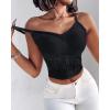 imageCHICME Padded Lace Bralette for Women Crop Tops Spaghetti Strap V Neck Tank Top Slim Fit Camisole2pcs blackwhite