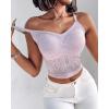 imageCHICME Padded Lace Bralette for Women Crop Tops Spaghetti Strap V Neck Tank Top Slim Fit Camisole2pcs whitepurple